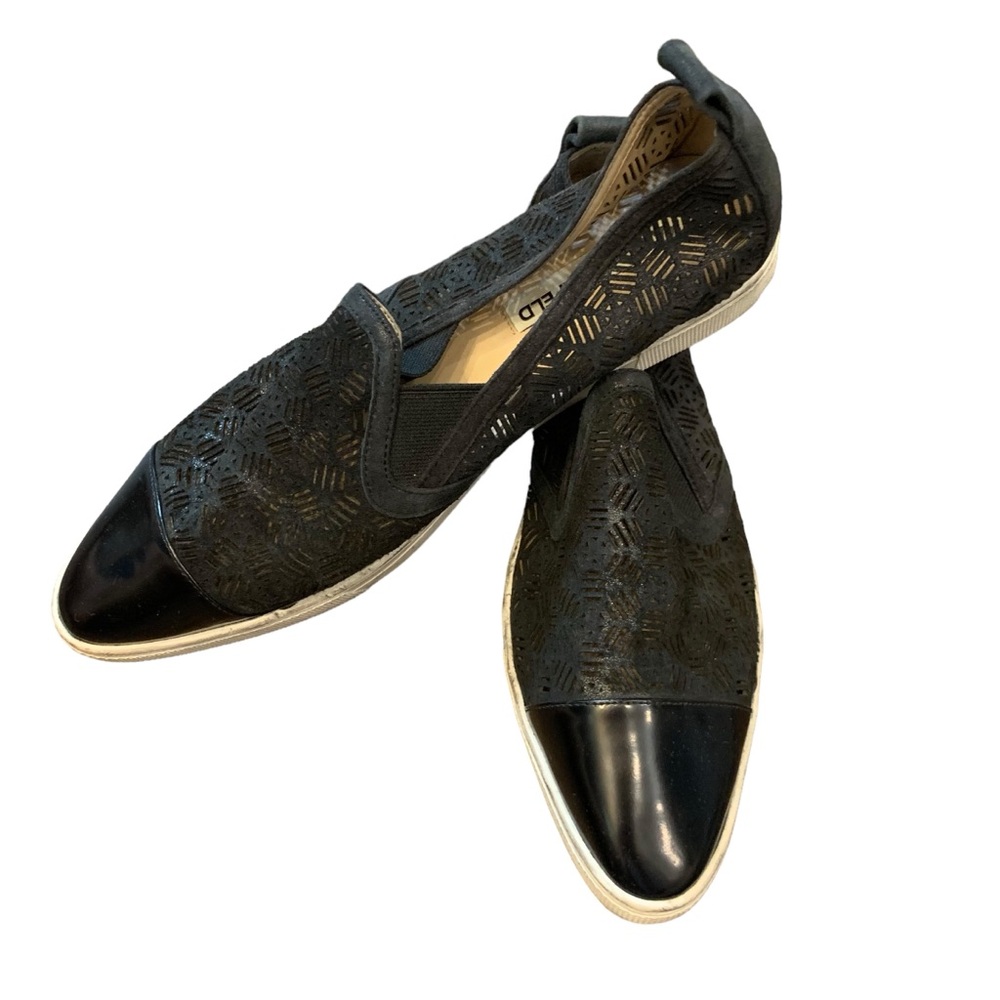 Karl Lagerfeld black laser cut loafers